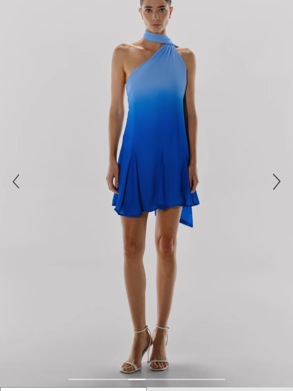 Anthropologie BaoBab Ari Blue Ombre One-Shoulder Blue Mini Dress sz L